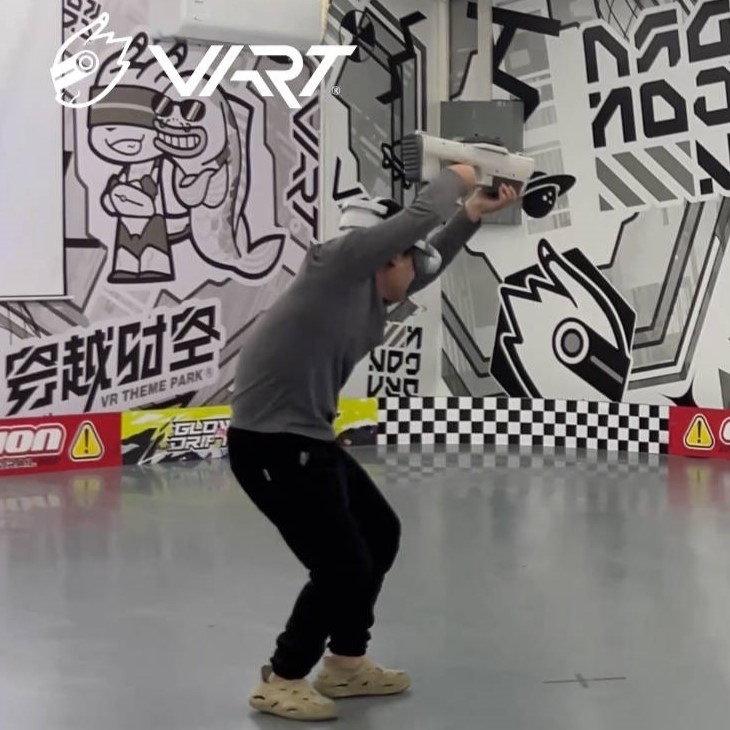 Player immersed in MRCS Battle Arena VR experience 3
